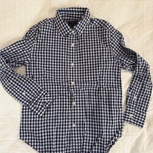 Crewcuts Navy and White Plaid Thompson Button Down Shirt